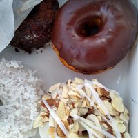 Chocolate crunch, chocolate yeast donut, coconut and almond #Veganuary at Revolution Doughnuts in Atlanta