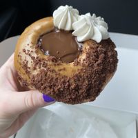I don’t remember what this donut was called but it has an espresso glaze and chocolate ganache   at Revolution Doughnuts in Atlanta