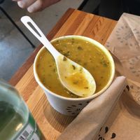 Butternut squash and quinoa soup at Juice Press in Seattle