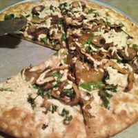 Mushroom, Arugula, onion, and Daiya cheese small pizza at Pizza Luce in Duluth