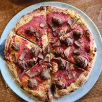 Fake meat pizza at Pizza Luce in Duluth