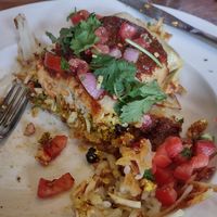 Vegan Breakfast Burrito with tofu scramble, vegan cheez, and Herbivorous Butcher soyrizo at Pizza Luce in Duluth