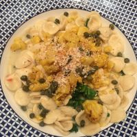Orecchiette tossed in cauliflower sauce, kale, capers & turmeric cauliflower  at Carluccio's in Cobham