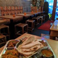 vegan plate with different tiny dishes at W Der Imbiss - Nollendorfplatz in Berlin