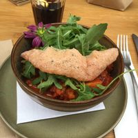 Vegan stew (aka tomato sauce in a bowl) at Depot in Ypres