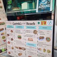 Menu at Govinda's at the Beach in Ao Nang