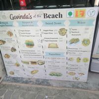 Menu at Govinda's at the Beach in Ao Nang