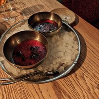 Cold beet soup (very interesting in flavor) at De Kas in Amsterdam