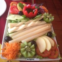 Palmito and fruit salad with a homemade basil and oil dressing (vegan) at Os Tibetanos in Lisbon