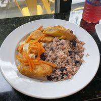 Vegan fishless escovitch with rice and peas   at Island Delight at Dexter in Montgomery