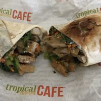 Thai "chicken" wrap with Beyond Meat vegan chicken. at Tropical Smoothie Cafe in Frederick