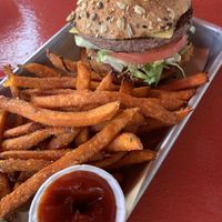 Fully vegan burger (with vegan bun- may be a Dave’s Killer??) at Hopdoddy Burger Bar in Denver