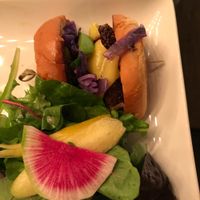 1/2 Osaka Burger with Vegan Cheese and side salad at Panacea in Las Vegas