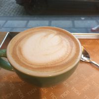 Almonccino using their house-made almond milk. I highly reccomend if you like almond flavour.  at TICH Healthy Living in Brussels