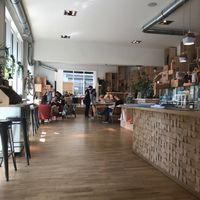 Very nice space, open and lot of light, bookstore also  at TICH Healthy Living in Brussels