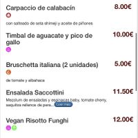 Vegan menu  at Pizza Basta Restaurante in Cambrils