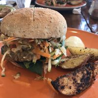 "Chicken” thai burger at Lenteja Loca in Puerto Varas