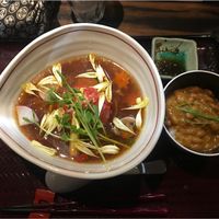 spicy ramen - level 2 spice  at Shinjukugyoen Ramen Ouka in Tokyo