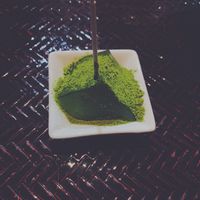 Matcha jelly at Shinjukugyoen Ramen Ouka in Tokyo