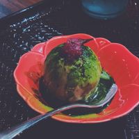 Matcha ice cream at Shinjukugyoen Ramen Ouka in Tokyo