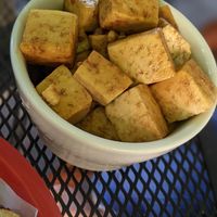 Side of fried tofu at Vertical Diner in Salt Lake City