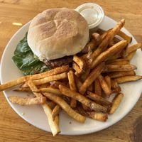 Tony Hawk with spicy fries    at Vertical Diner in Salt Lake City