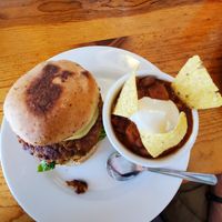 Tony Hawk Burger on GF Bun and Chili Side at Vertical Diner in Salt Lake City