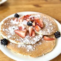 Pancakes with berries   at Vertical Diner in Salt Lake City