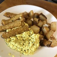 Tofu scrambled with tempeh bacun  at Vertical Diner in Salt Lake City