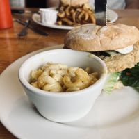 „Chicken“ Sandwich with MacNCheese and a Burger  at Vertical Diner in Salt Lake City