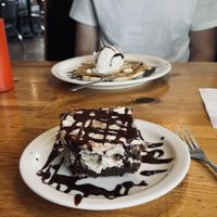 Tiramisu and Banana Pancake with ice cream  at Vertical Diner in Salt Lake City
