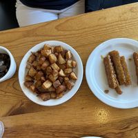 Build your own breakfast: mushrooms, potatoes, and tempeh bacon   at Vertical Diner in Salt Lake City