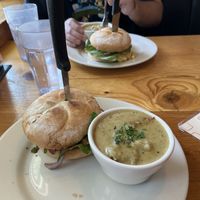 Lentil burger with pesto  at Vertical Diner in Salt Lake City