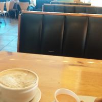 Cappucino and part of the diner  at Vertical Diner in Salt Lake City