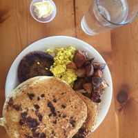 All day breakfast with choc chip pancakes! at Vertical Diner in Salt Lake City