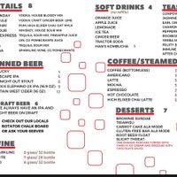 Menu drinks  at Vertical Diner in Salt Lake City