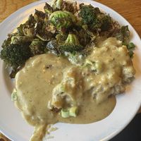 Chicken potato’s and gravy dinner..the Brussel sprouts were the star here!  at Vertical Diner in Salt Lake City