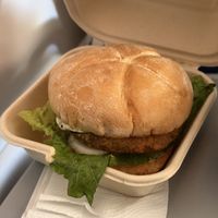 breaded chickn sandwich on the flight  at Vertical Diner in Salt Lake City