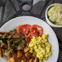 Breakfast plate and side of cheezy broccoli at Vertical Diner in Salt Lake City