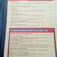 Menu at Vertical Diner in Salt Lake City