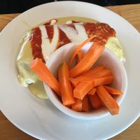 Vertical Burrito with cheese sauce at Vertical Diner in Salt Lake City