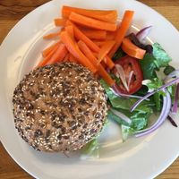 Calif mexi-cali burger with guacamole and side of carrots  at Vertical Diner in Salt Lake City