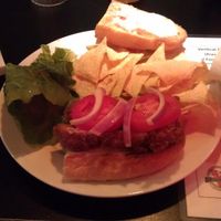 Vegan breaded chicken sandwich, buffalo style at Vertical Diner in Salt Lake City