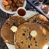 Chocolate chip pancakes and hash browns   at Vertical Diner in Salt Lake City