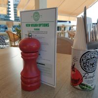 Pizza Express in Ocean Village,  Gibraltar 🇬🇮 have a new vegan menu. Remember to ask for this option. For some time, they have had only one vegan pizza on its menu, now more! at Pizza Express in 