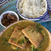 Lentil tofu with curry at Bosque in Sintra