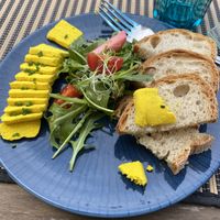 Cheese and bread with salad starter   at Bosque in Sintra