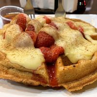 Strawberry Brie: Cinnamon, nutmeg, warmed strawberries, and vegan brie cheese at The Buzz Coffee & Cafe in Burnsville