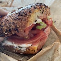 Lox bagel at LUHV Vegan Deli in Philadelphia