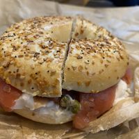 Lox on Everything bagel.   at LUHV Vegan Deli in Philadelphia